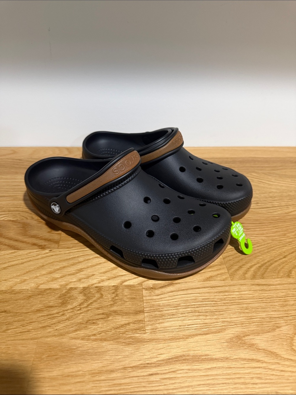 CROCS Men's Slip-On Clogs in black with Brown Strap